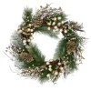Acorn And Pine Cone Flocked Pine Needle Artificial Christmas Wreath - 22-Inch, Unlit