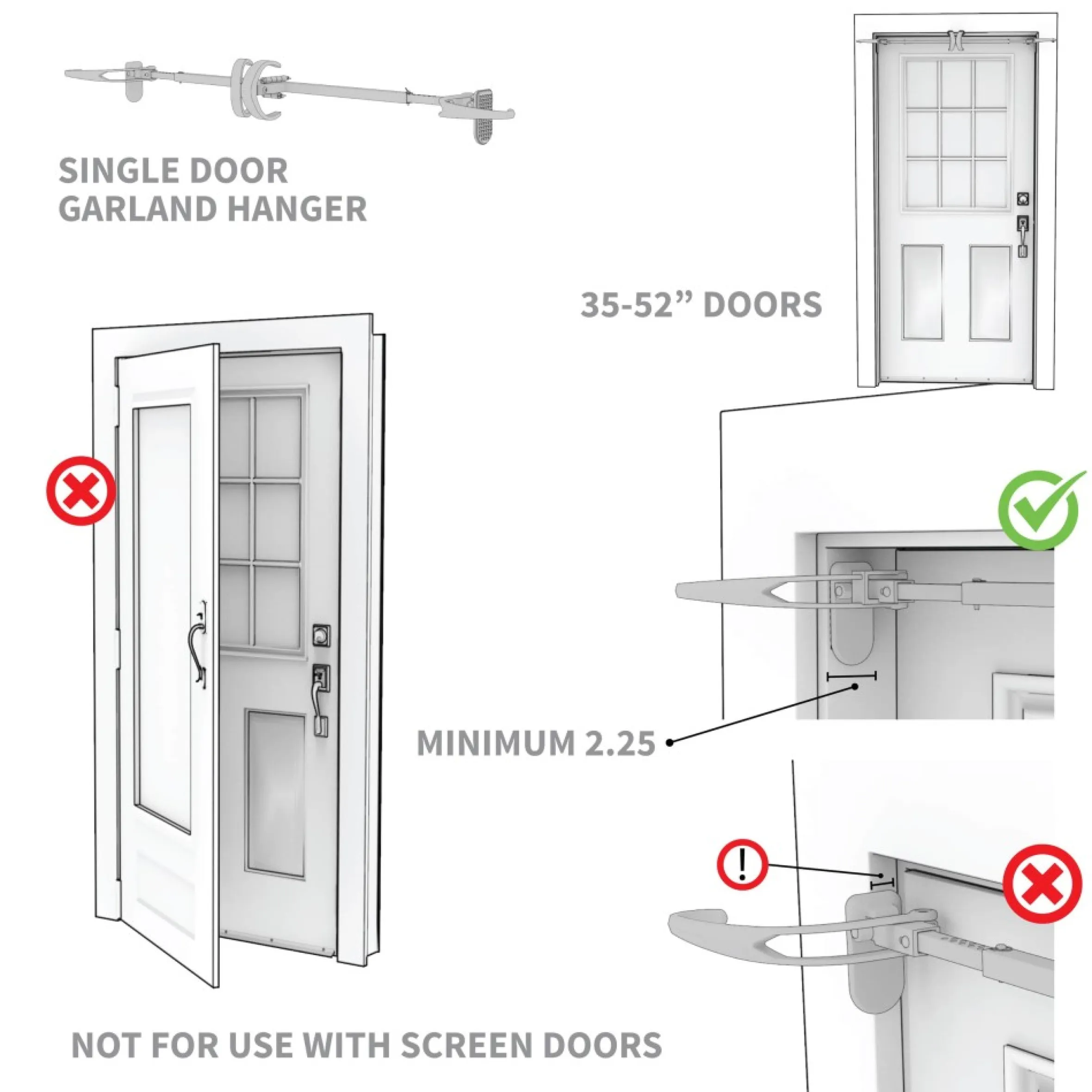Adjustable Christmas Garland Hanger For Single Door Frames