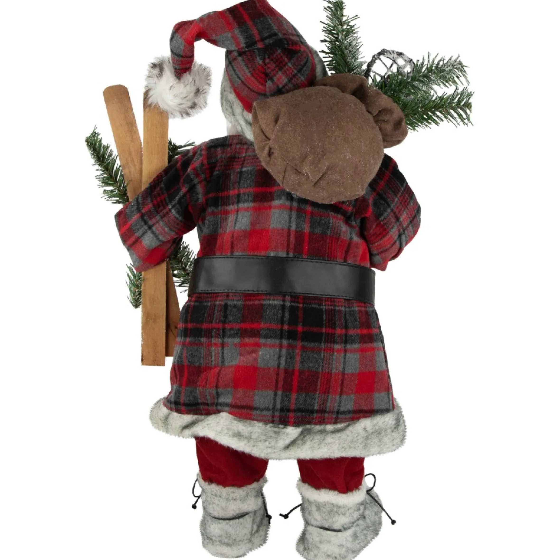 24" Alpine Santa Claus With Snowshoes And Skis Christmas Figure