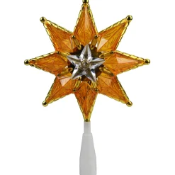 8" Amber Mosaic Star Christmas Tree Topper - Clear Lights