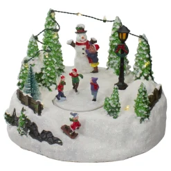 9" Animated And Musical Lighted Christmas Skating Scene With Snowman