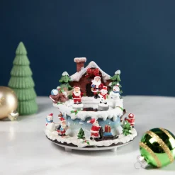 6" Animated And Musical Santa Claus Christmas Ice Skating Scene