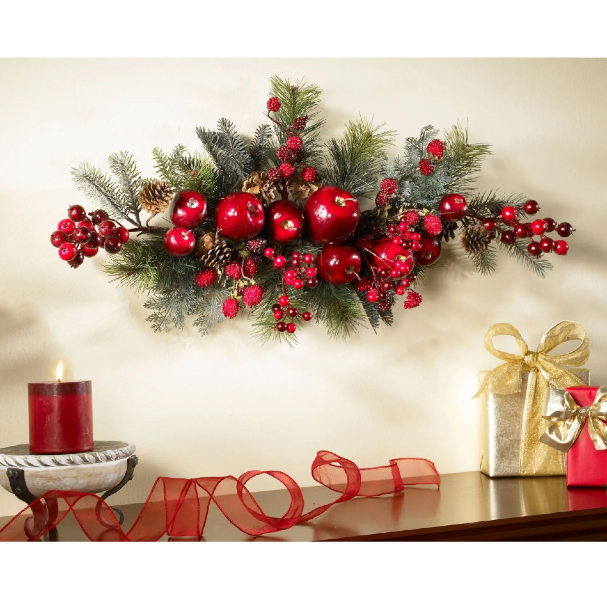 30" Apple And Berry Artificial Christmas Swag, Unlit