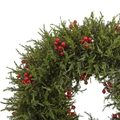 Artificial Cedar Berries Wreath, 20-Inch, Unlit