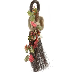24" Autumn Oak Leaves, Acorns, And Berries Thanksgiving Harvest Artificial Teardrop Swag - Unlit