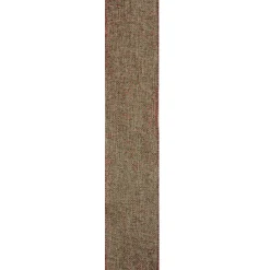 Beige And Red Solid Trim Wired Craft Christmas Ribbon 2.5" X 10 Yards