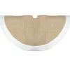 20" Beige Burlap Mini Christmas Tree Skirt With Fleece Border