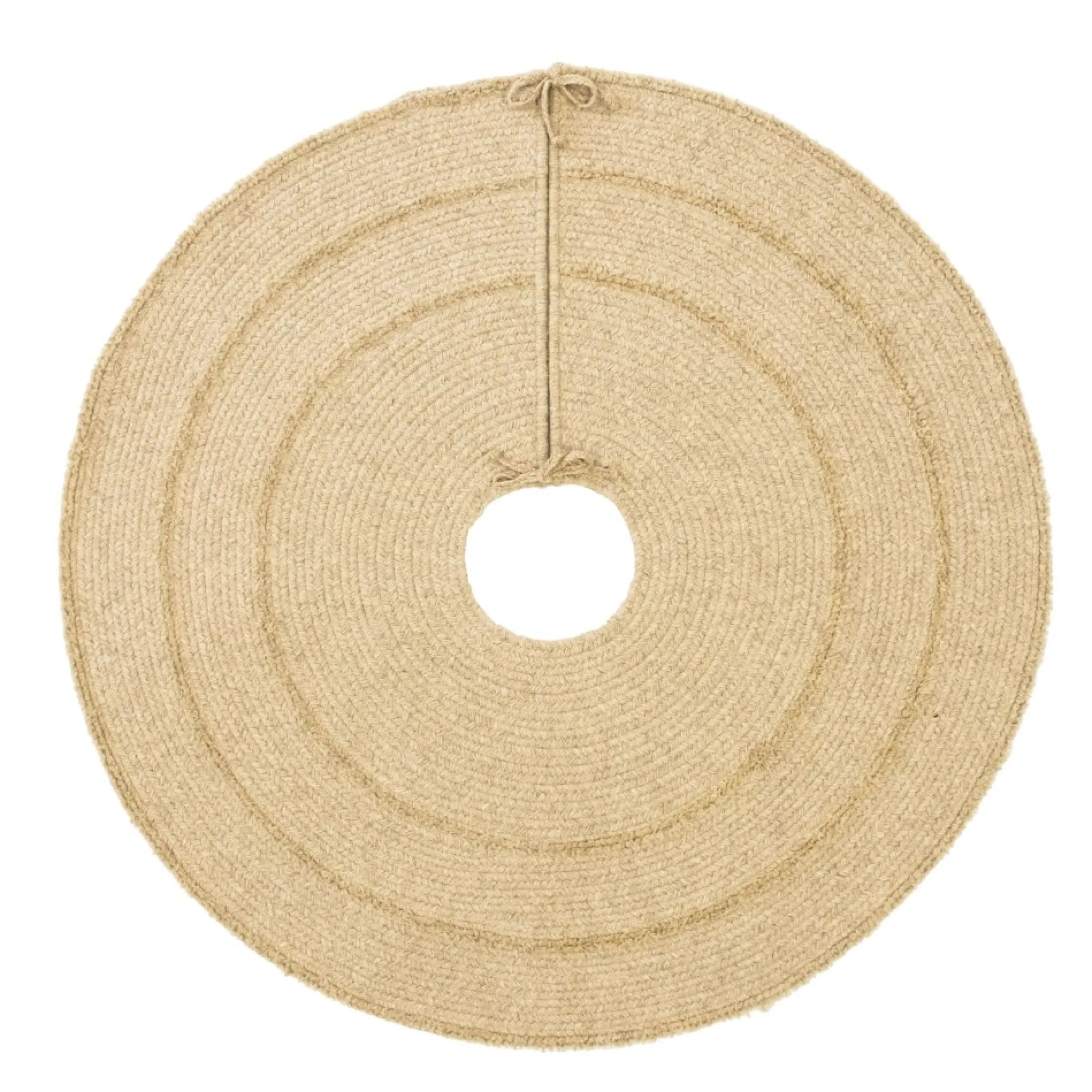 44" Beige Natural Wool Stripe Round Christmas Tree Skirt