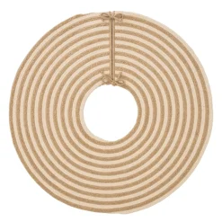 50" Beige Shag Striped Round Christmas Tree Skirt