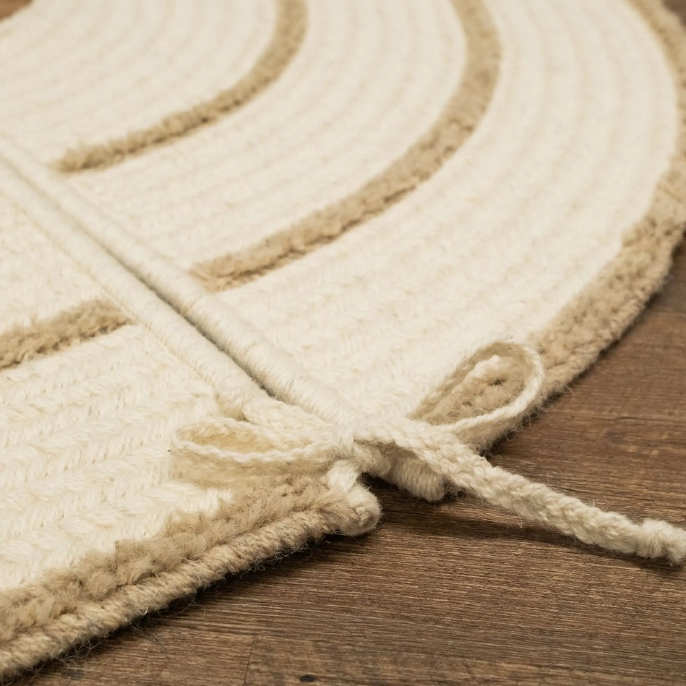 50" Beige Stripe Round Christmas Tree Skirt
