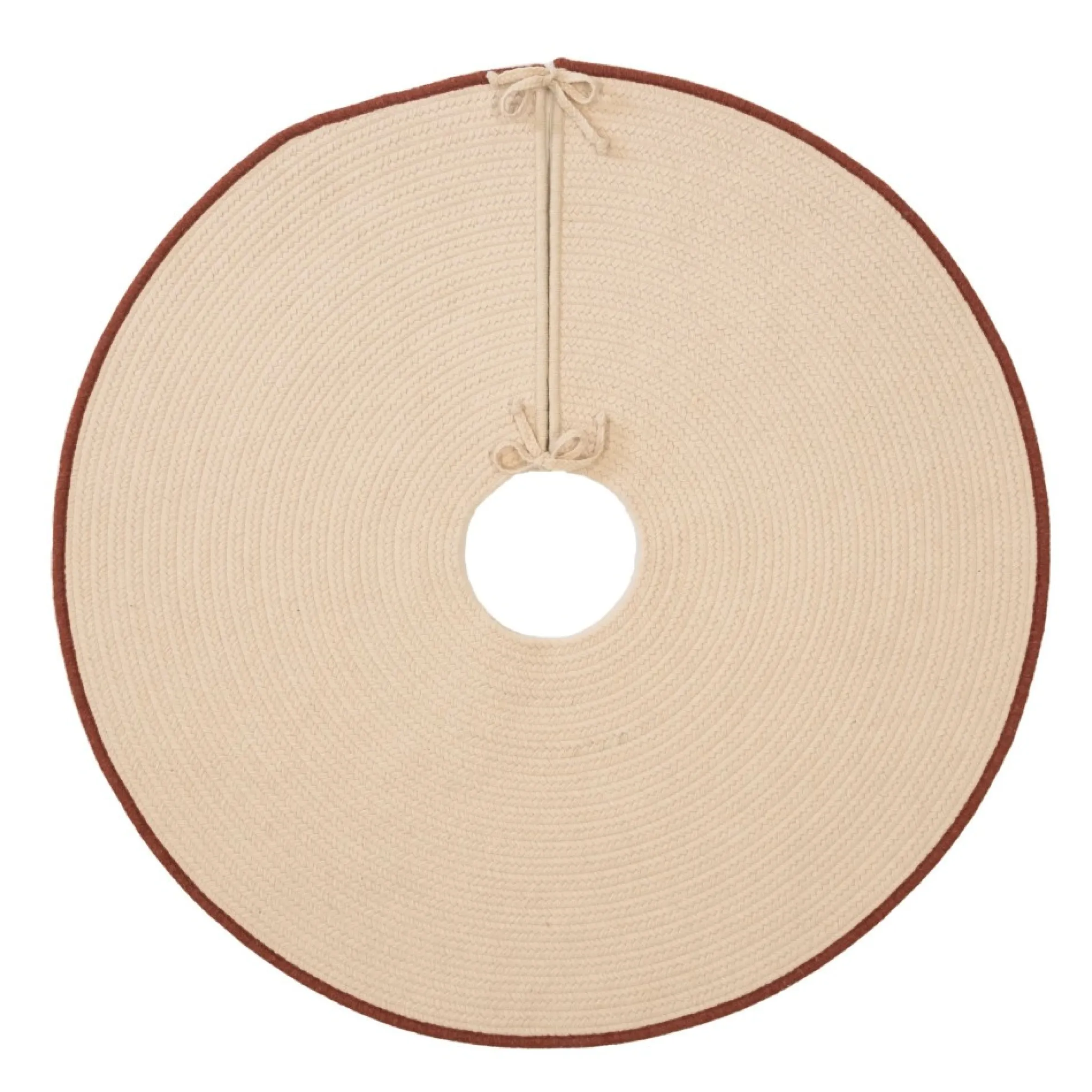 50" Beige Trimmed Round Christmas Tree Skirt