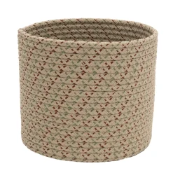 12" Beige Woven Dasher Braided Round Christmas Storage Basket