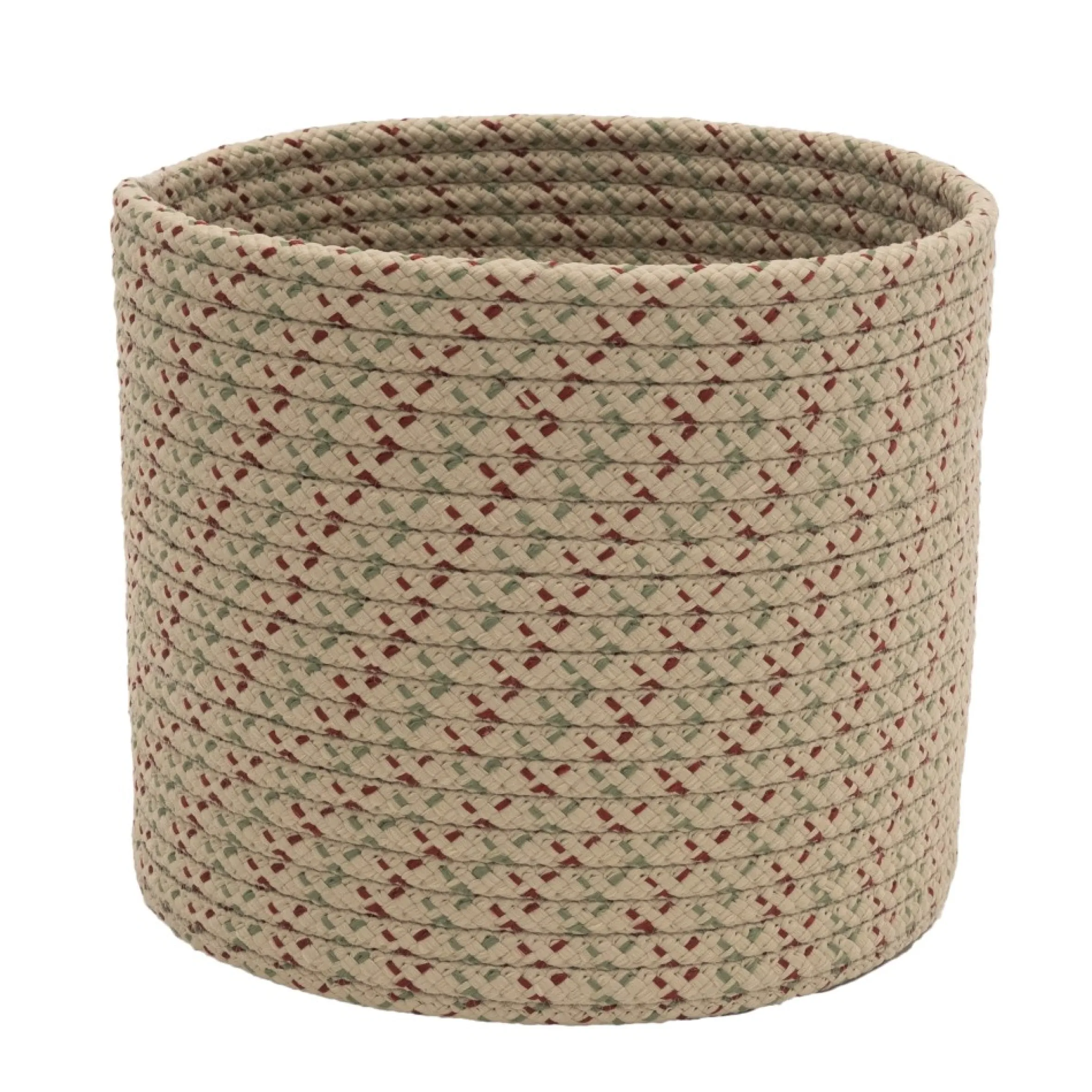 12" Beige Woven Dasher Braided Round Christmas Storage Basket