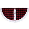 48" Black And Red Buttoned Buffalo Plaid Christmas Tree Skirt
