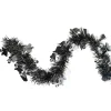 Black And Silver With Ghosts Halloween Tinsel Garland - 50 Feet, Unlit