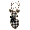 27" Black And White Fabric Deer Head Christmas Wall Decor
