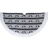 48" Black And White Knitted Reindeer Lodge Round Christmas Tree Skirt