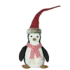 16" Black And White Penguin Striped Scarf And Santa Hat Christmas Figure