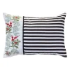 19" Black And White Striped Embroidered Pine Christmas Throw Pillow