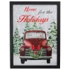 15.75" Black Frame Red Vintage Truck Led Lighting Christmas Wall Canvas