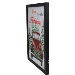 15.75" Black Frame Red Vintage Truck Led Lighting Christmas Wall Canvas
