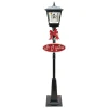 70.75" Black Lighted Musical Snowman Vertical Snowing Christmas Street Lamp