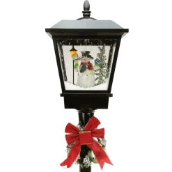 70.75" Black Lighted Musical Snowman Vertical Snowing Christmas Street Lamp