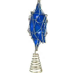 Blue And Gold Colored Hanukkah Star Led Tree Topper 11.5