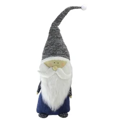 27.5" Blue And Gray Standing Santa Gnome Tabletop Decor