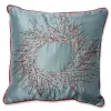 18" Blue And Red Christmas Wreath Square Throw Pillow