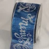 Blue And Silver Merry Christmas Wired Craft Ribbon 2.5" X 20 Yards