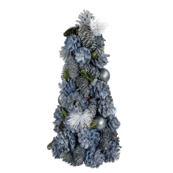 15" Blue And Silver Pinecone Artificial Tabletop Christmas Cone Tree
