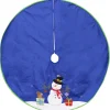 48" Blue And White Snowman With Gifts Christmas Tree Skirt
