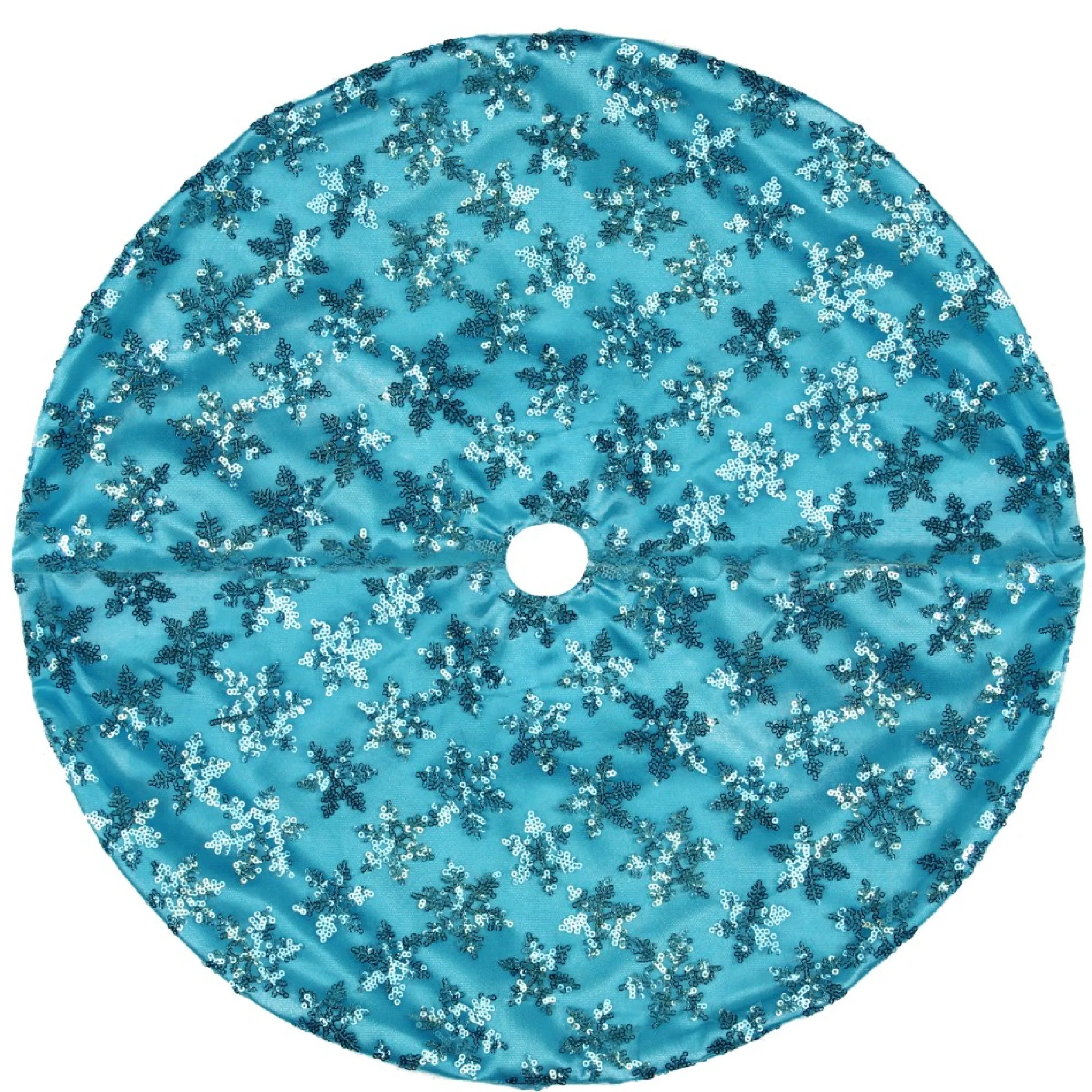 20" Blue Sequin Snowflake Pattern Mini Christmas Tree Skirt
