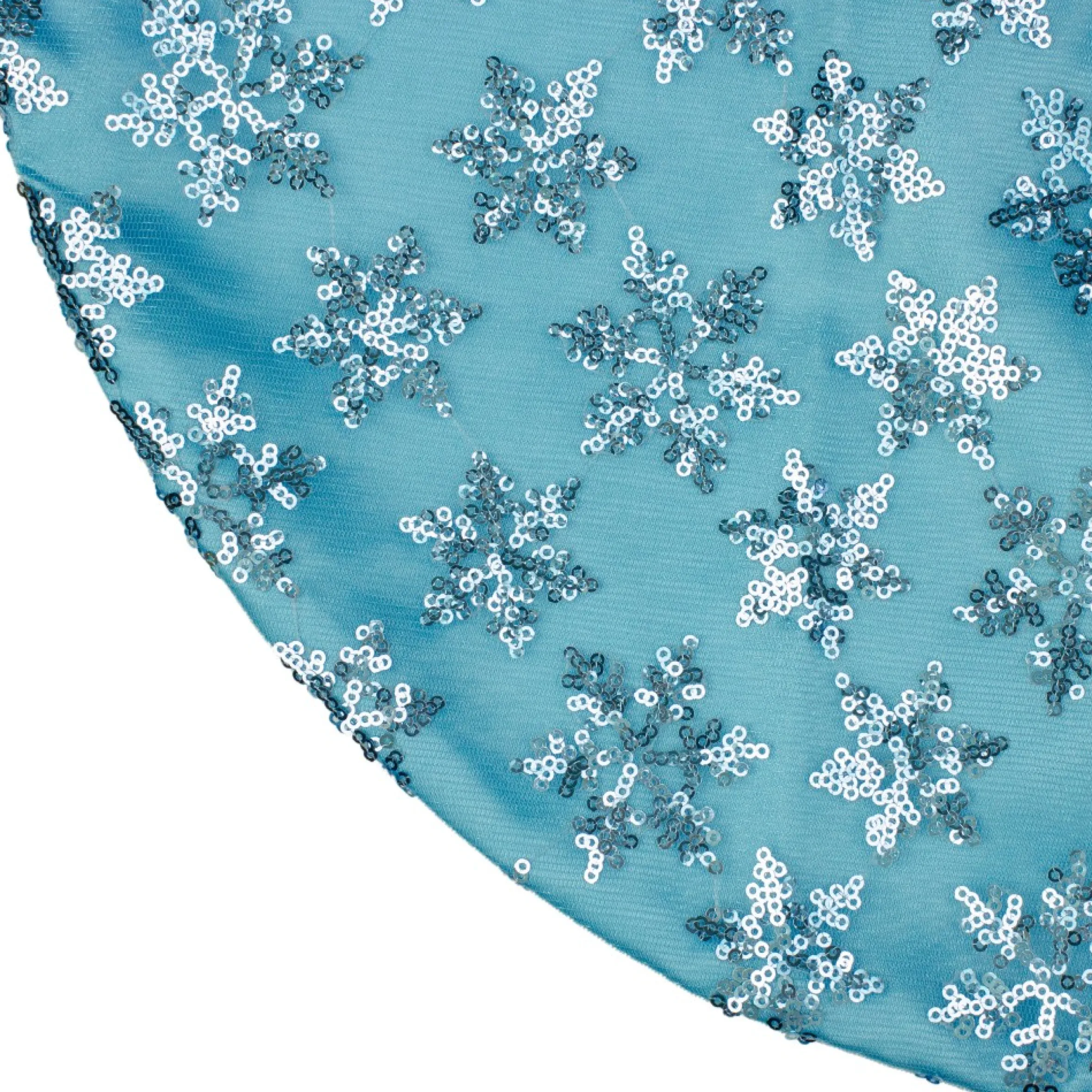 20" Blue Sequin Snowflake Pattern Mini Christmas Tree Skirt
