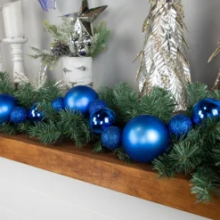 6' Blue Shatterproof Ball 3-Finish Christmas Garland