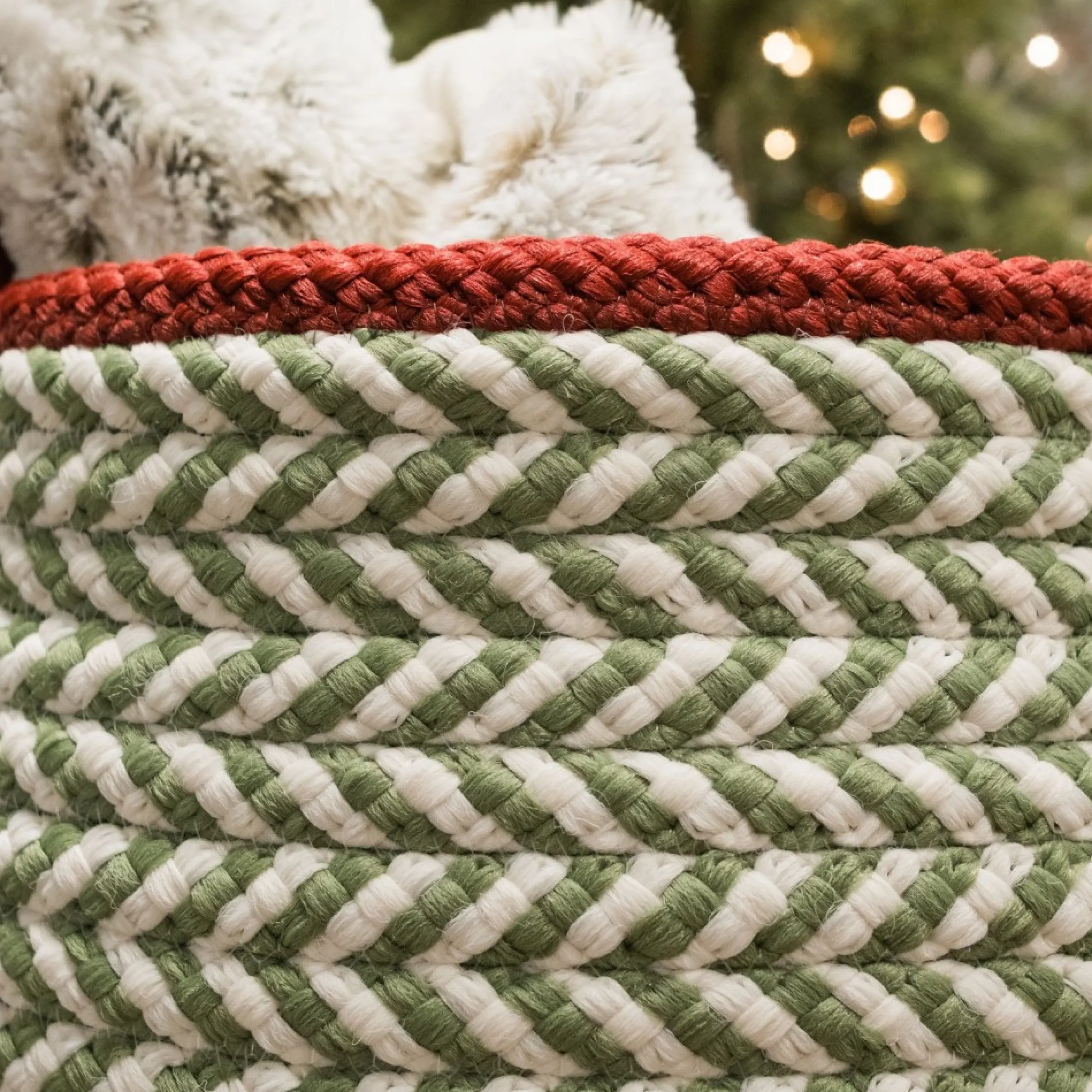 18" Braided Chevron Christmas Storage Basket