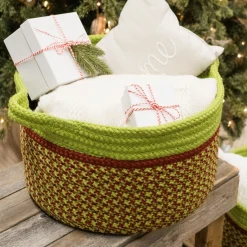 16" Braided Houndstooth Christmas Storage Basket