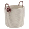 14" Braided Round Candy Cane Basket With Red Handles