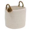 16" Braided Round Candy Cane Basket With Red And Green Handles