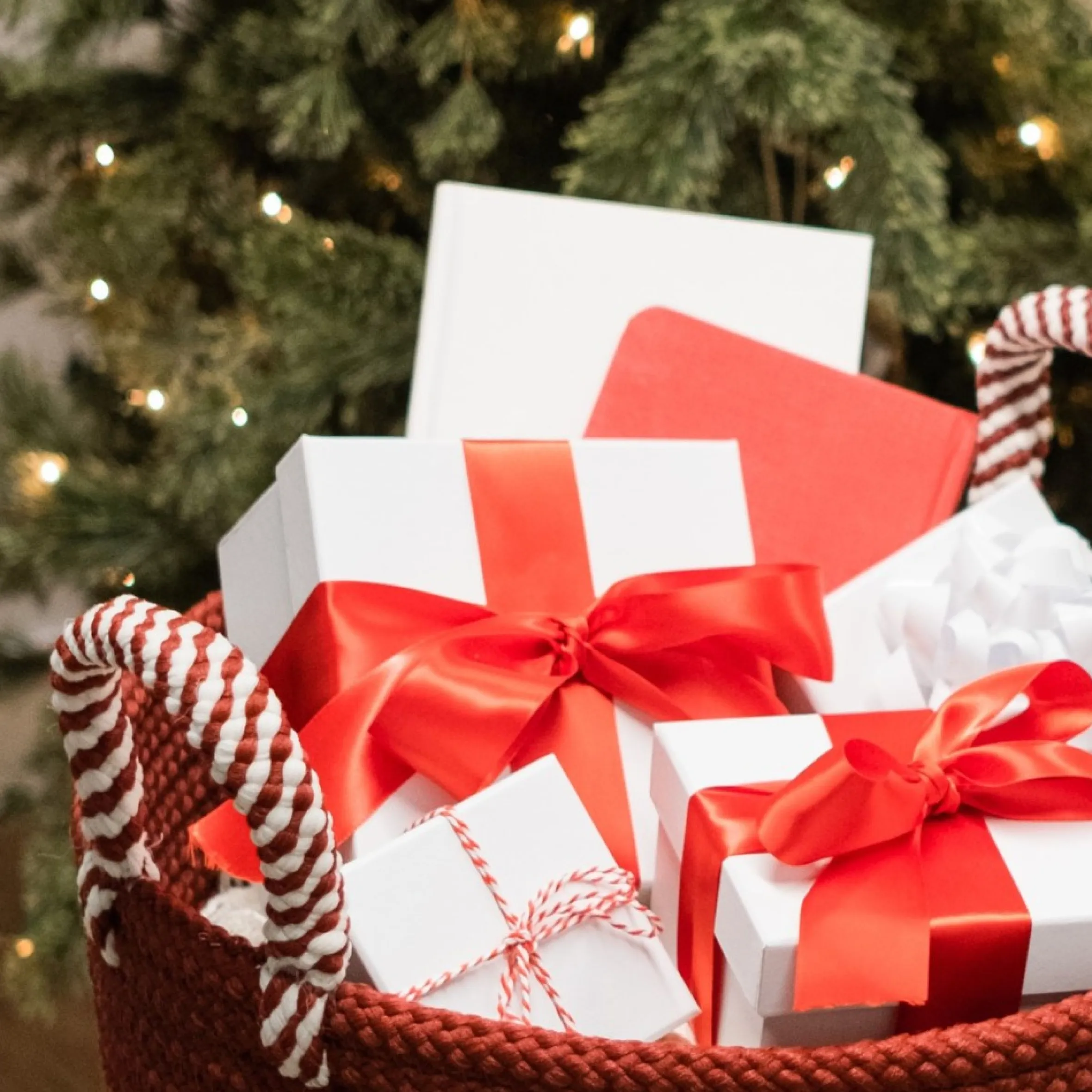 16" Braided Striped Christmas Storage Basket
