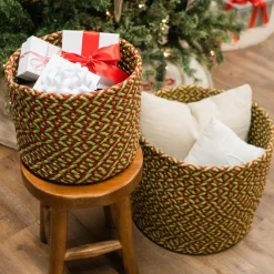 16" Braided Weave Christmas Storage Basket