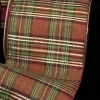 Brown And Green Plaid Contemporary Wired Craft Ribbon 5" X 20 Yards