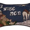 12" Brown And Navy Blue Three Wise Men Themed Christmas Tapestry Accent Indoor Throw Pillow