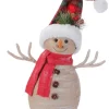 13.25" Brown And Red Snowman With Plaid Snow Cap Christmas Decor