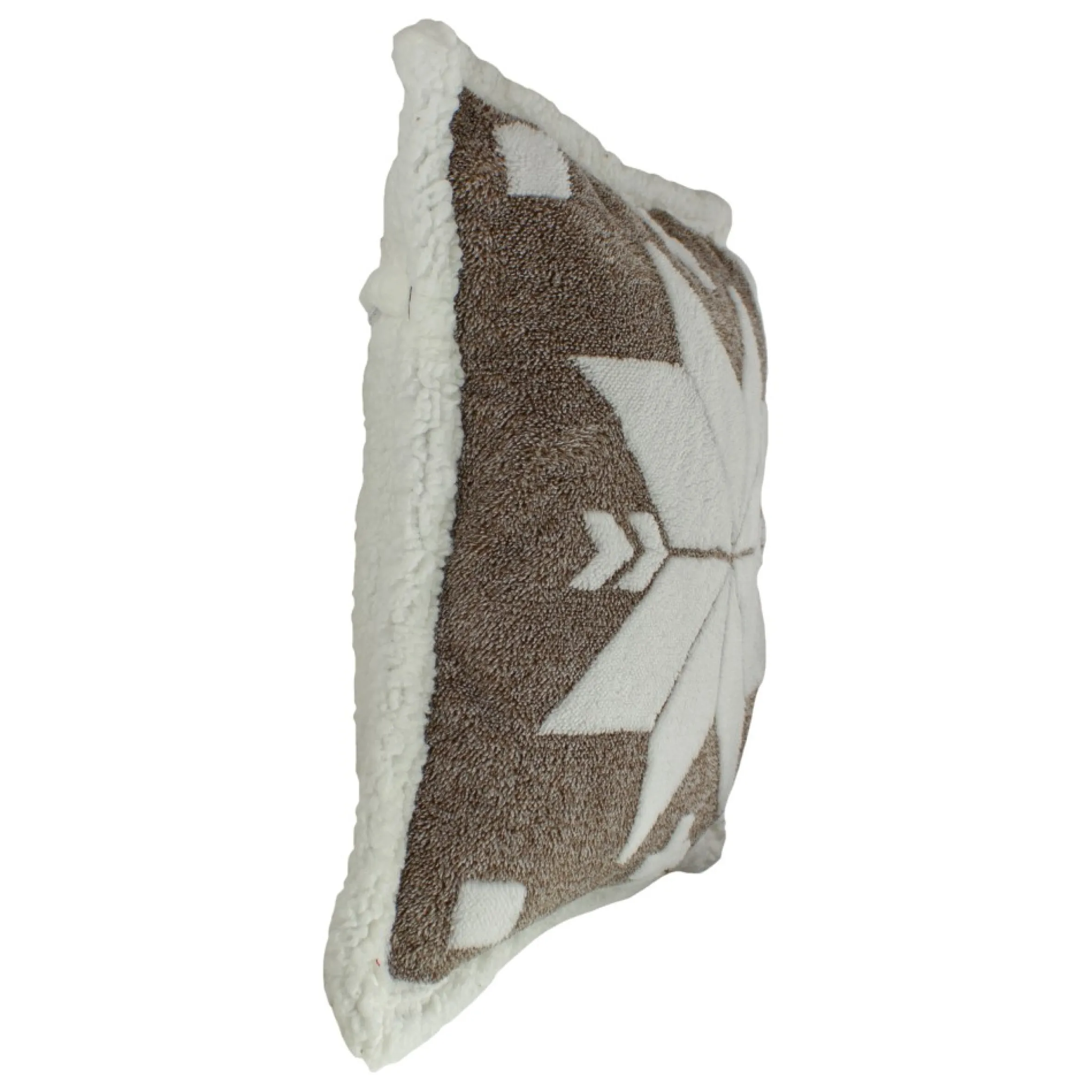 20" Brown And White Plush High Pile Fleece Throw Pillow With Snowflake