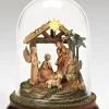 7.25" Brown And Yellow Led Lighted Musical Cloche Dome Nativity Scene Christmas Decor