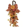 32" Brown Harvest Pumpkin And Sunflower Teardrop, Unlit