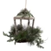 20" Brown Rustic Finish Glittered Pine Cones And Jingle Bells Christmas Candle Lantern