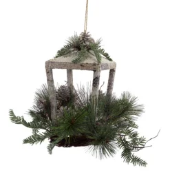 20" Brown Rustic Finish Glittered Pine Cones And Jingle Bells Christmas Candle Lantern